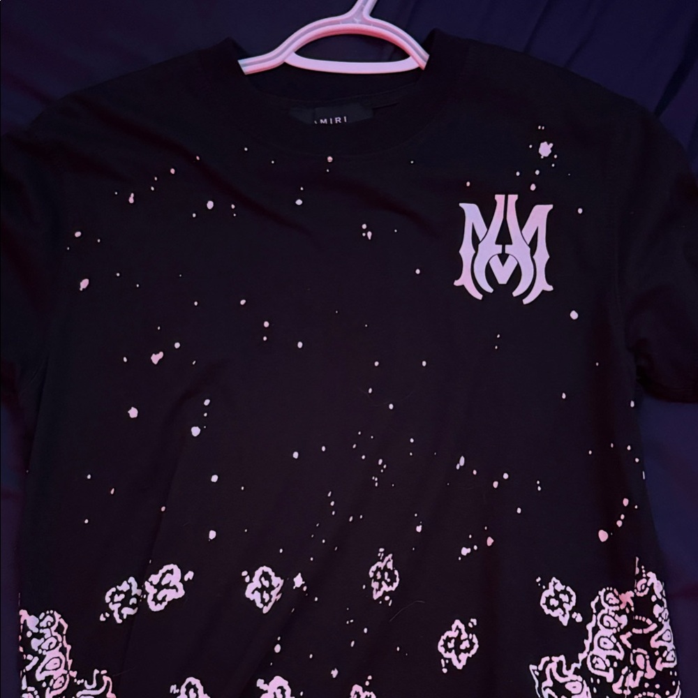AMIRI Kids Black Tee with Pink Accents